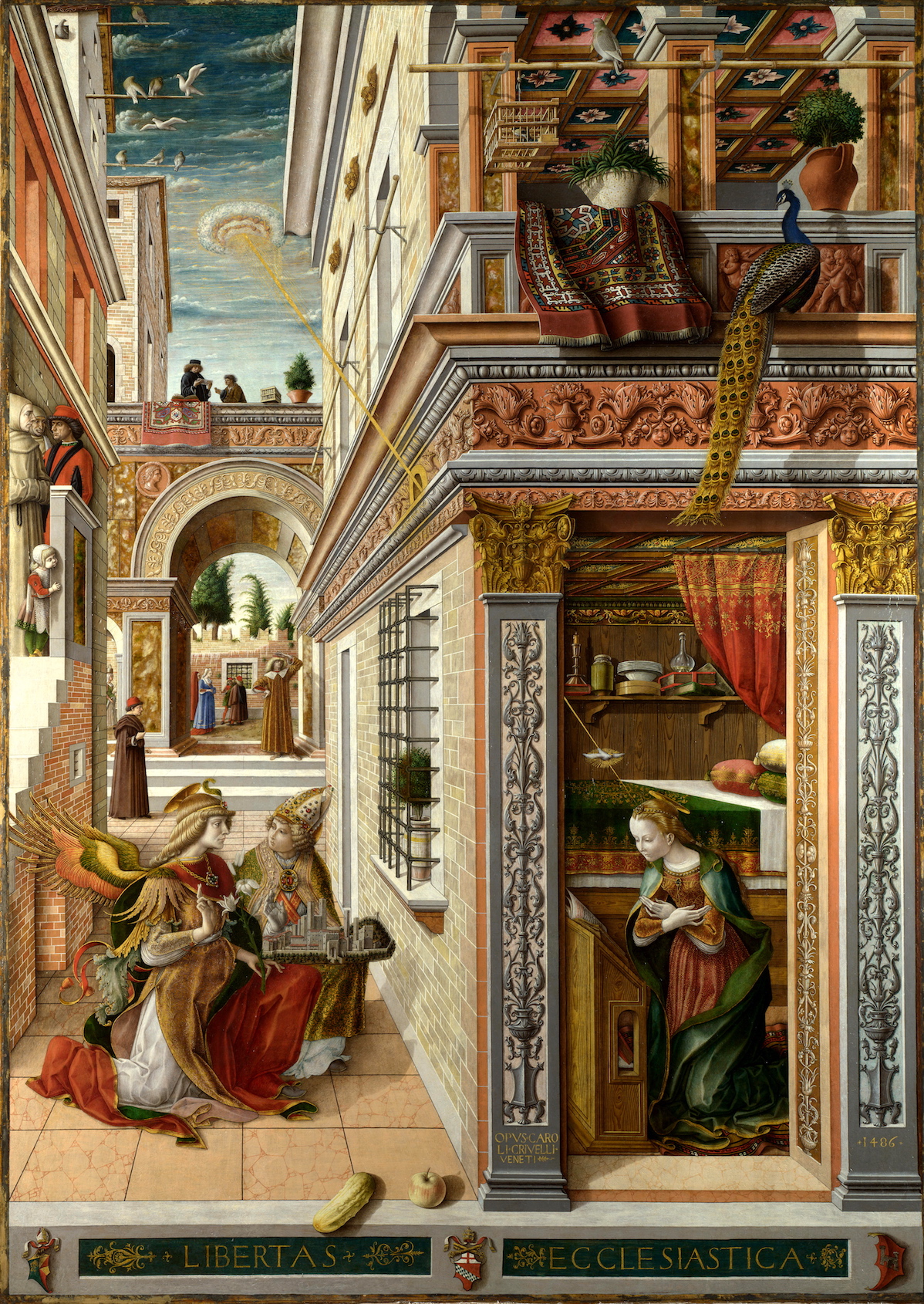 Oil painting by Carlo Crivelli of Mary's Annunciation.